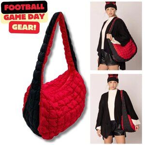 GEORGIA BULLDOGS FOOTBALL Game Day Quilted Puffer Shoulder / Crossbody Handbag